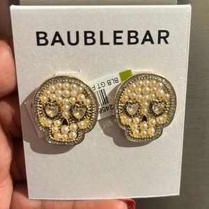 BaubleBar Skull Pearl Rhinestone Earrings NWT